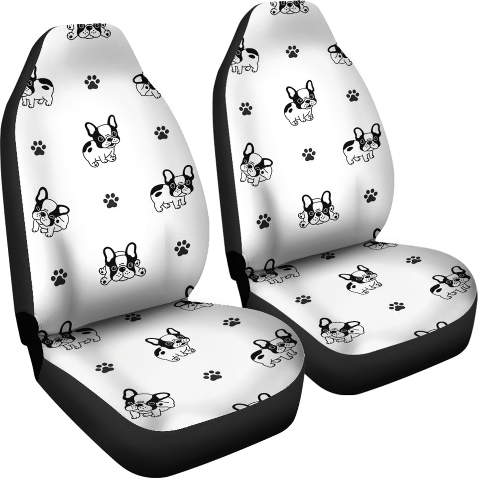 Cute French Bulldog Paw Pattern Universal Fit Car Seat Covers