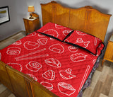 sushi pattern red background Quilt Bed Set