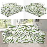 Hand Drawn Sketch Style Green Chili Peppers Pattern Sofa Slipcover