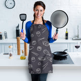 Sushi Pattern Black Background Adjustable Apron