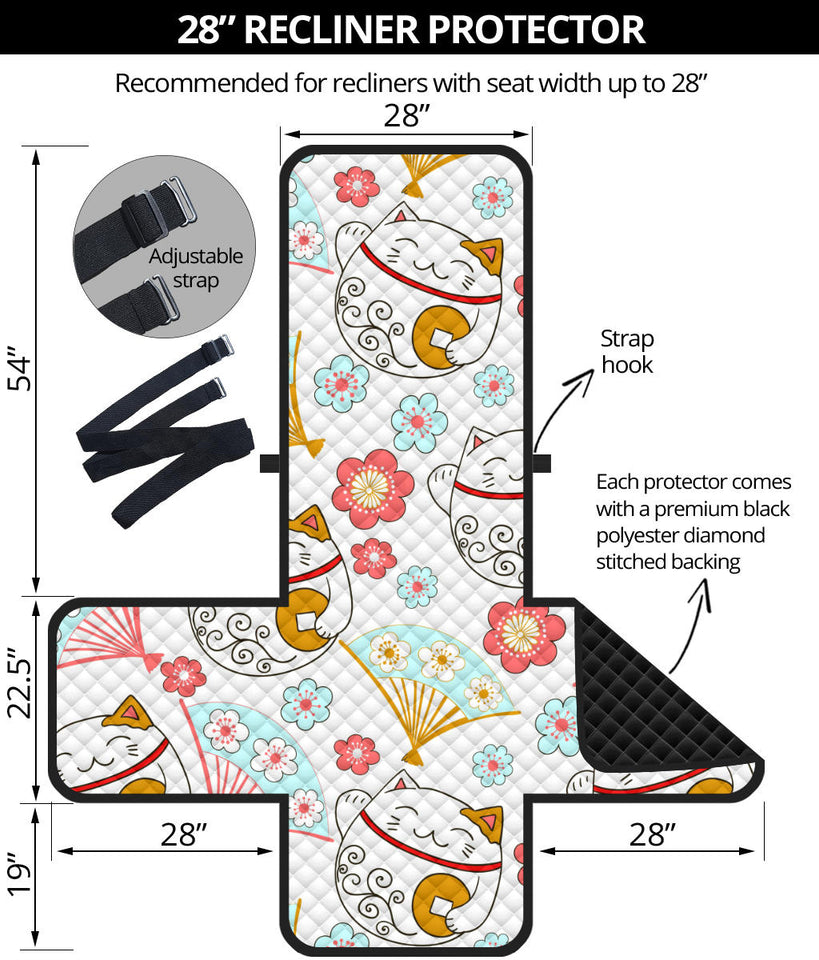 Maneki Neko Lucky Cat fan sakura Recliner Cover Protector
