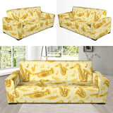 Saxophone Cornet Pattern Yellow Background Sofa Slipcover