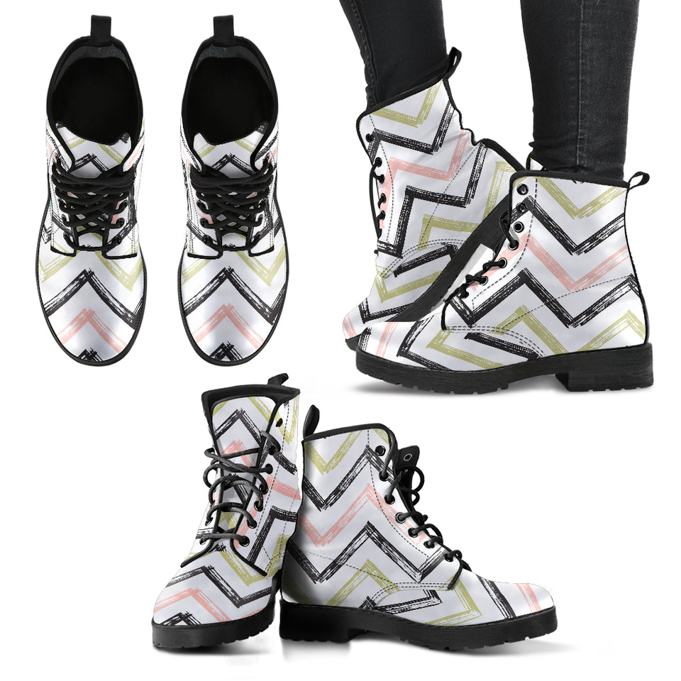 Zigzag  Chevron Paint Pattern Leather Boots