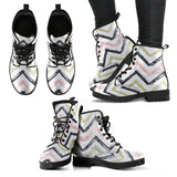 Zigzag  Chevron Paint Pattern Leather Boots