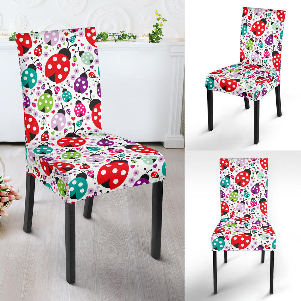 Ladybug Pattern Print Design 03 Dining Chair Slipcover