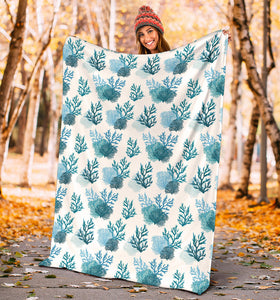Coral Reef Pattern Print Design 04 Premium Blanket