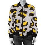 Gray Leopard Print Pattern Women'S Bomber Jacket