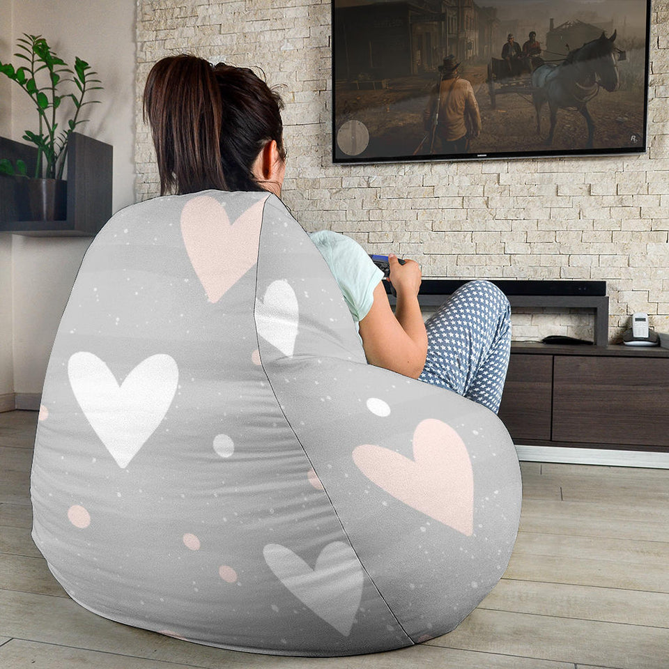 Heart Pattern Gray Background Bean Bag Cover