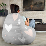 Heart Pattern Gray Background Bean Bag Cover