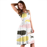 Whale Dot Pattern Sleeveless Midi Dress