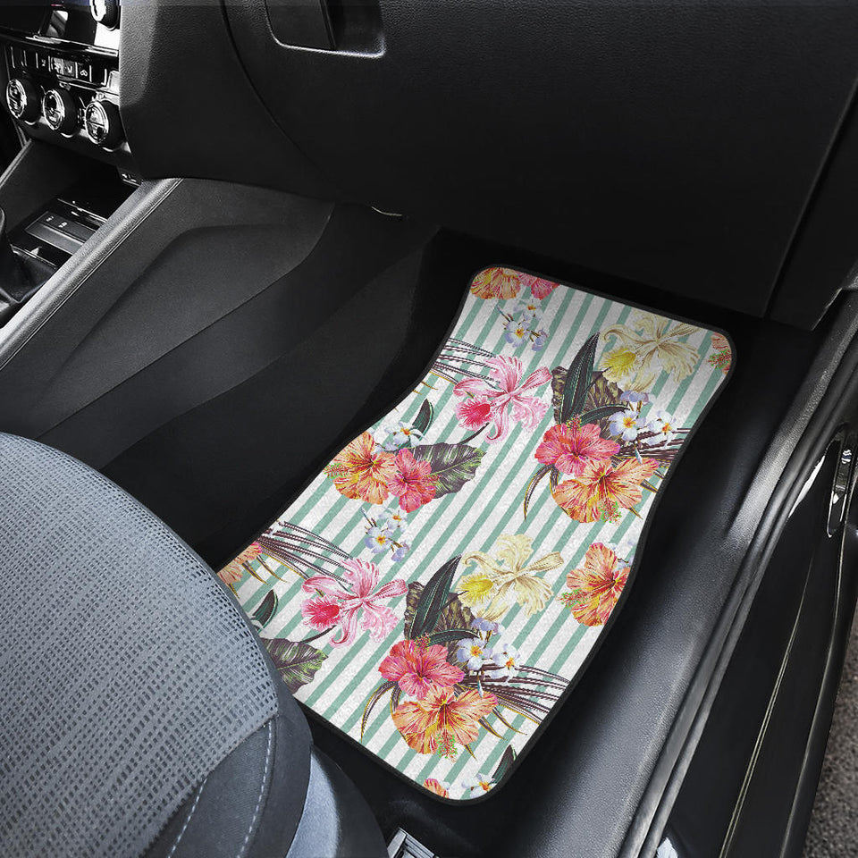 Colorful Orchid Flower Pattern Front Car Mats