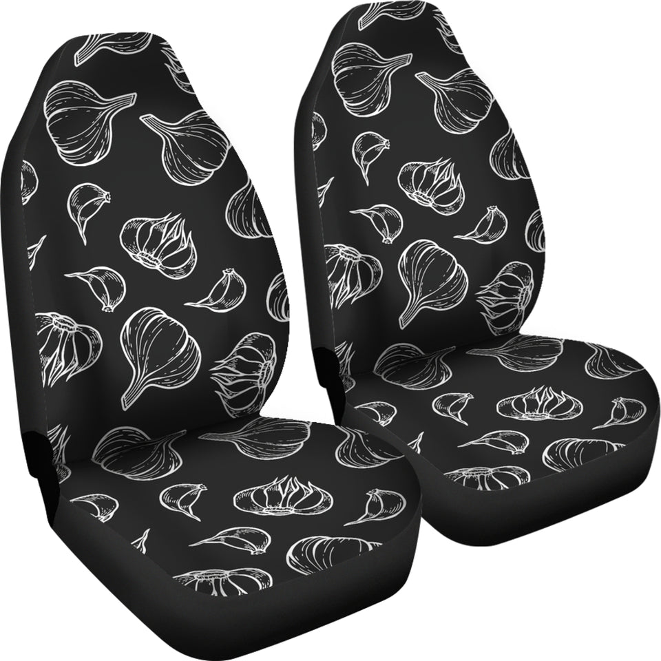 Garlic Pattern Black Background Universal Fit Car Seat Covers
