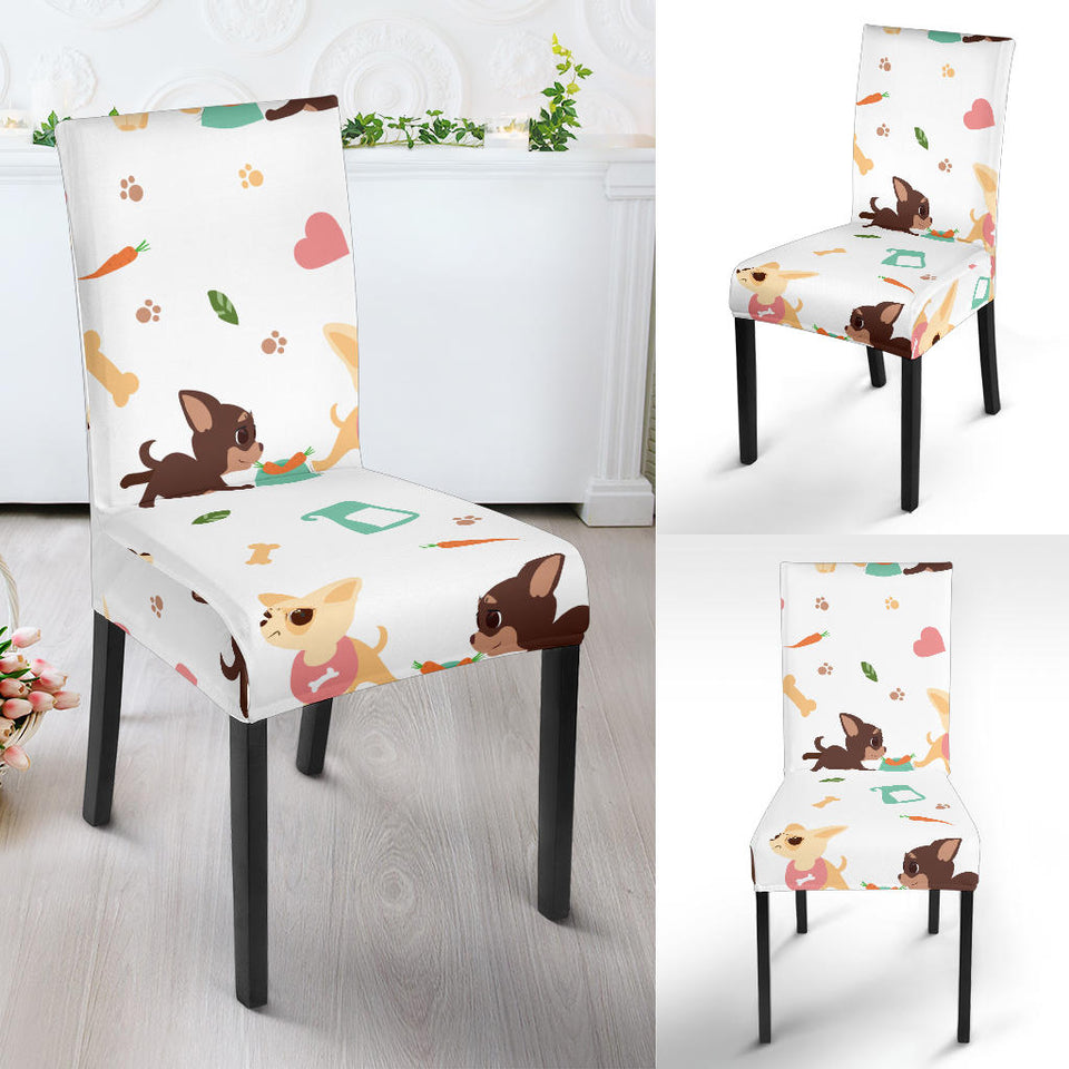 Cute Chihuahua Puppie Pattern Dining Chair Slipcover