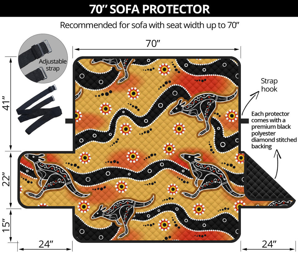 Kangaroo Australian aboriginal art pattern Sofa Cover Protector