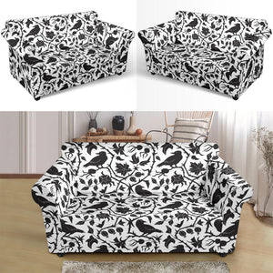 Crow Dark Floral Pattern Loveseat Couch Slipcover