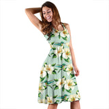 Hummingbird Pattern Print Design 01 Sleeveless Midi Dress