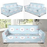 White Cute Pomeranian Pattern Sofa Slipcover