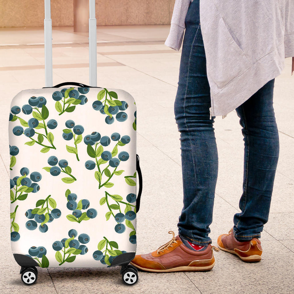 Blueberry White Background Luggage Covers