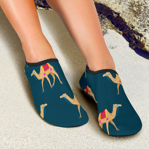 Camel Pattern Blue Blackground Aqua Shoes