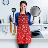 Snowflake Pattern Red Background Adjustable Apron