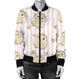 Cute Owl Leaf Women'S Bomber Jacket