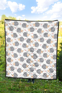 Hedgehog Pattern Print Design 04 Premium Quilt