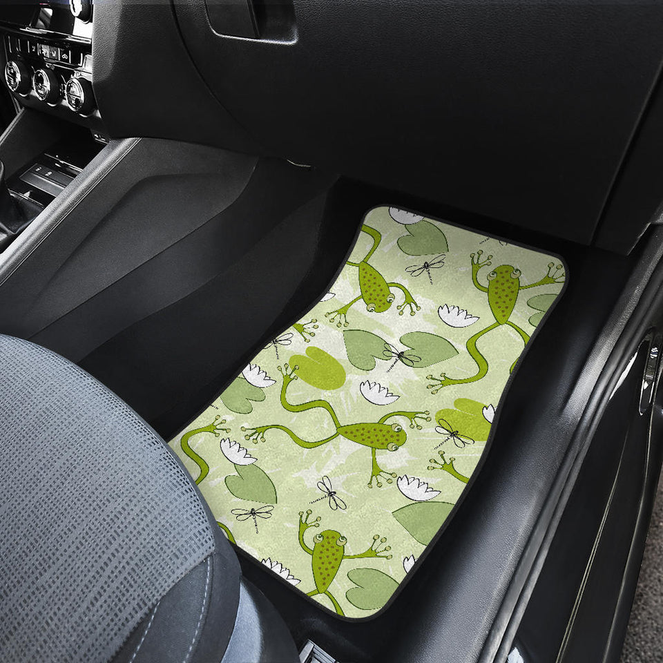 Cute Frog Dragonfly Pattern Front And Back Car Mats