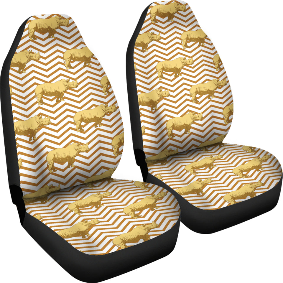 Rhino Yellow Theme Pattern  Universal Fit Car Seat Covers