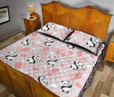 Cute panda ballon heart pattern Quilt Bed Set