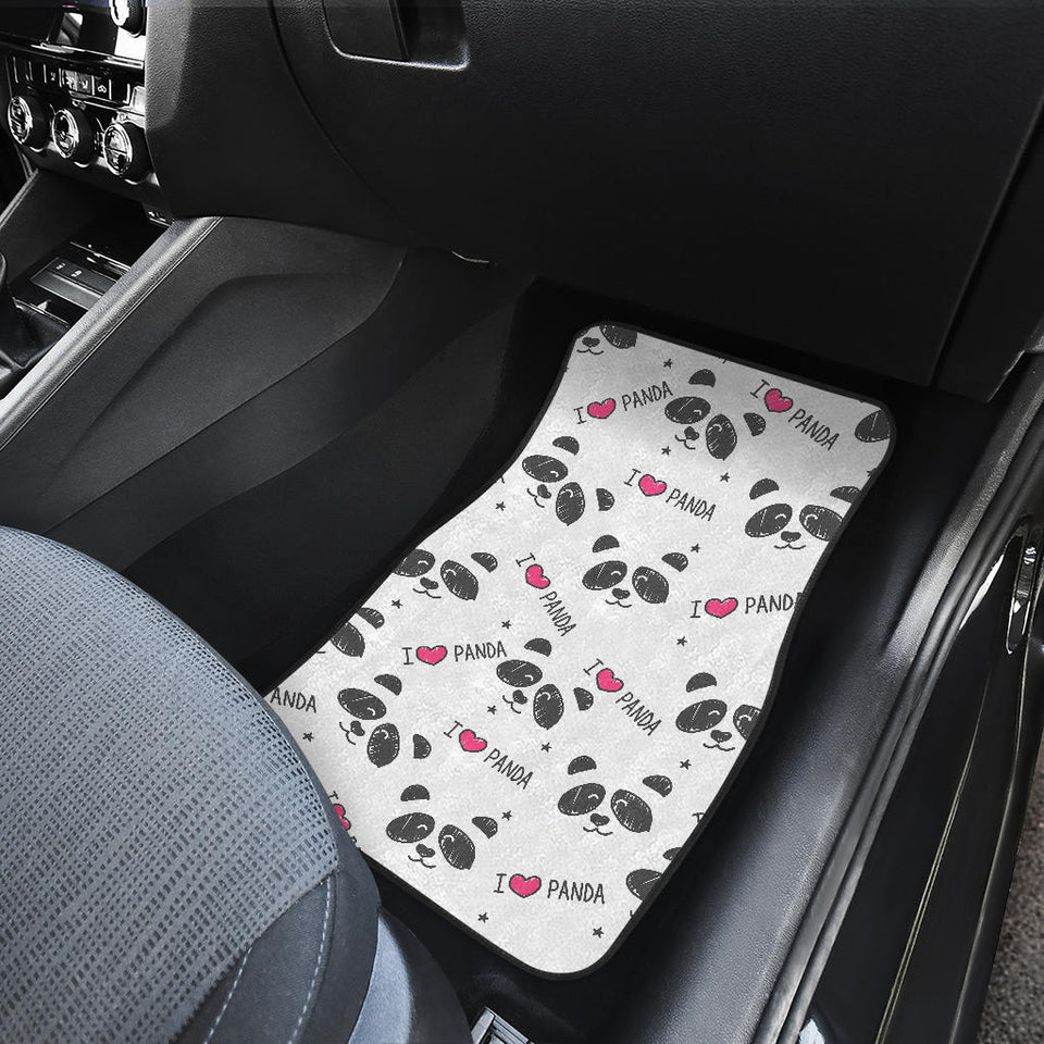 Hand Drawn Faces Of Pandas Pattern Front Car Mats