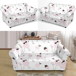 Poodle Dog Rose Cake Pattern Loveseat Couch Slipcover