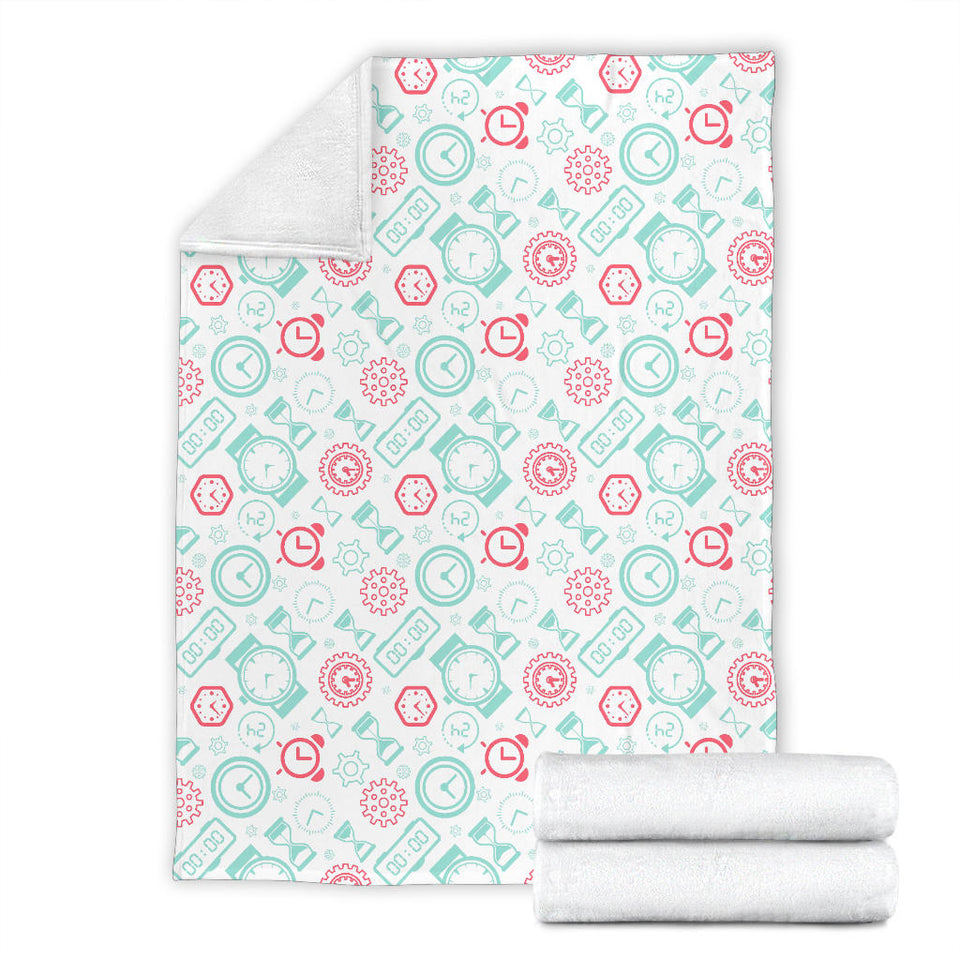 Clock Time Pattern Blackground Premium Blanket