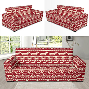 Dachshund Nordic Pattern Sofa Slipcover