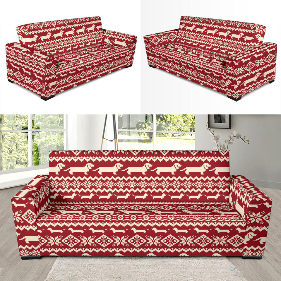 Dachshund Nordic Pattern Sofa Slipcover