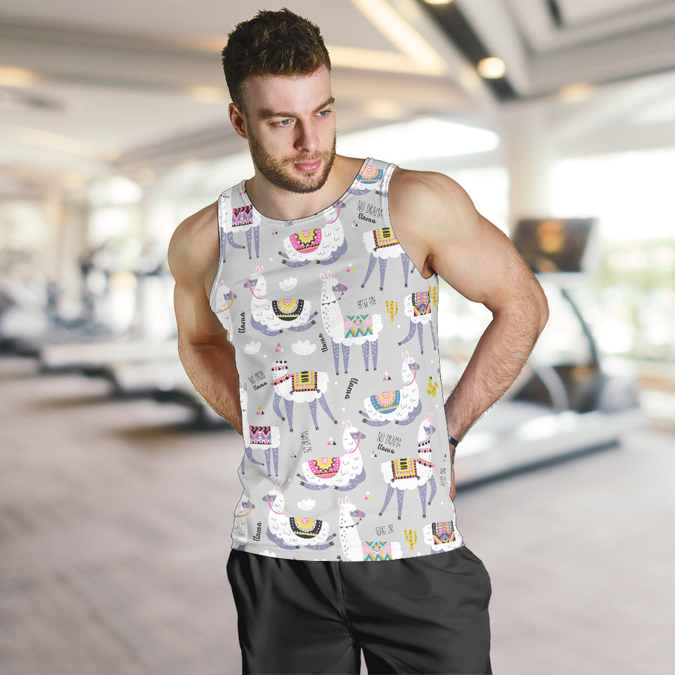 Cute Llama Alpaca pattern Men Tank Top