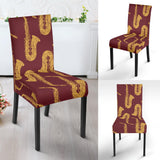Hand Drawn Gold Saxophone Red Background  Dining Chair Slipcover