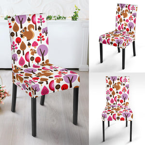 Squirrel Pattern Print Design 02 Dining Chair Slipcover