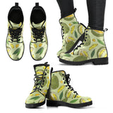 Durian Leaves Pattern Background Leather Boots