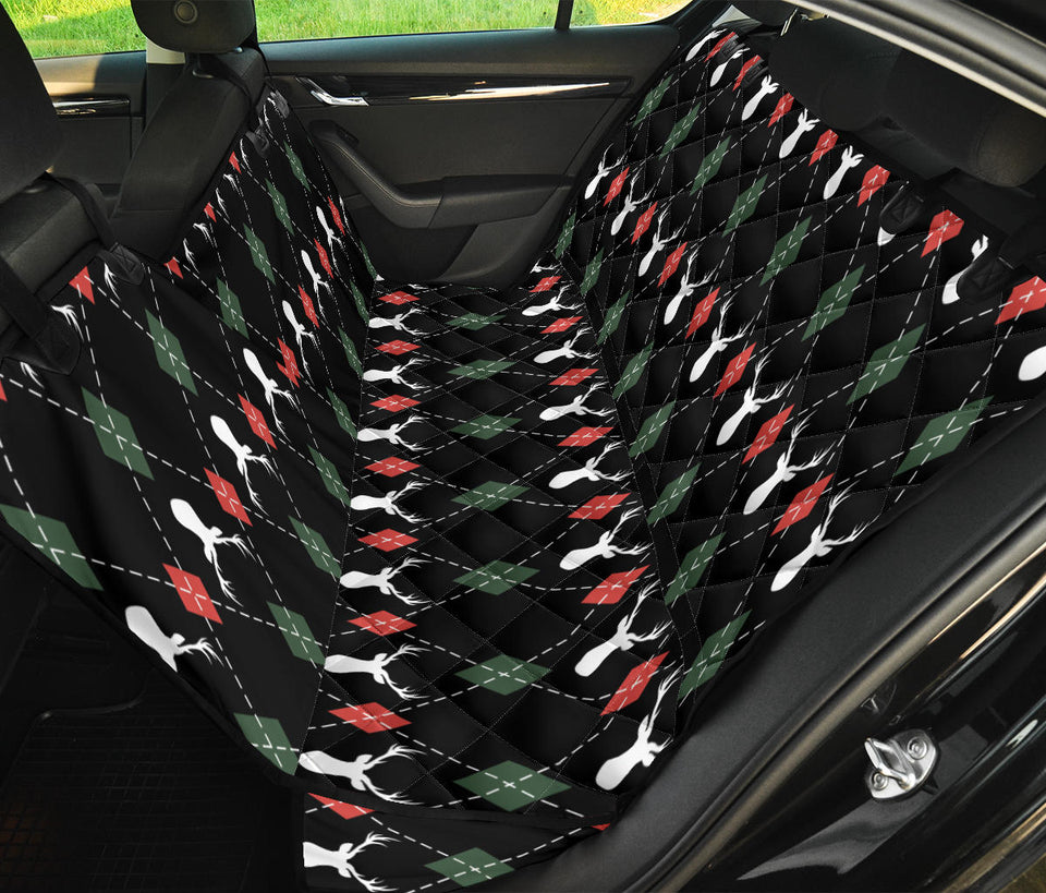 Deer Christmas New Year Pattern Argyle Dog Car Seat Covers