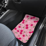 Cherry Flower Pattern Pink Background Front And Back Car Mats