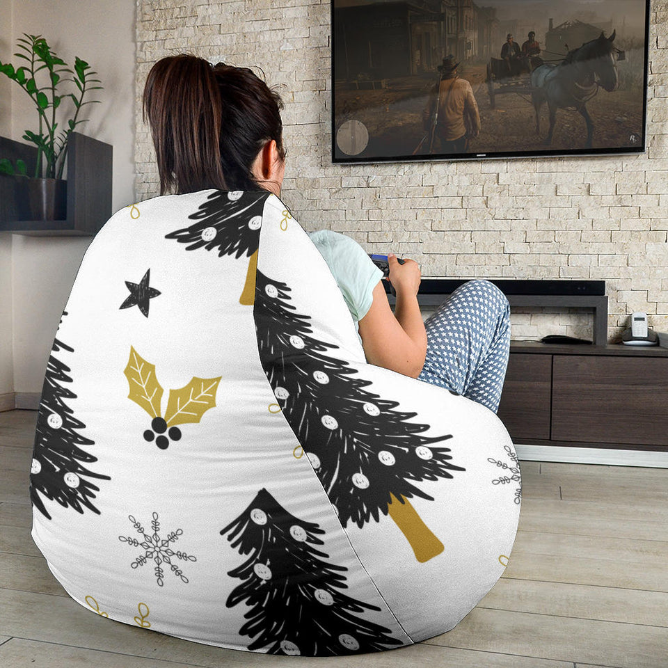 Christmas Tree Holly Snow Star Pattern Bean Bag Cover