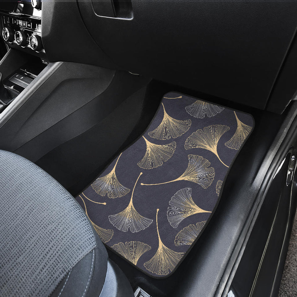 Gold Ginkgo Leaves Front And Back Car Mats