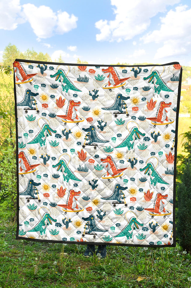 Cute Crocodile Pattern Premium Quilt