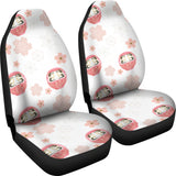 Daruma Japanese Wooden Doll Cherry Blossom Flower Pattern Universal Fit Car Seat Covers