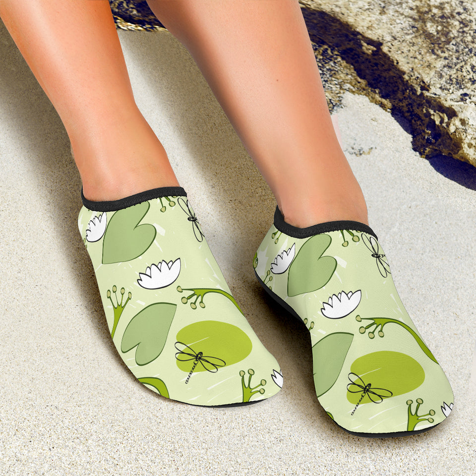 Cute Frog Dragonfly Pattern Aqua Shoes