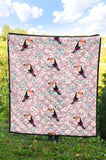 Beautiful Toucan Flower Leaves Premium Quilt