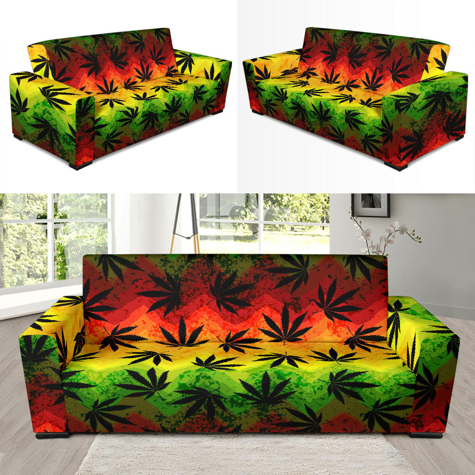 Canabis Marijuana Weed Pattern Print Design 03 Sofa Slipcover