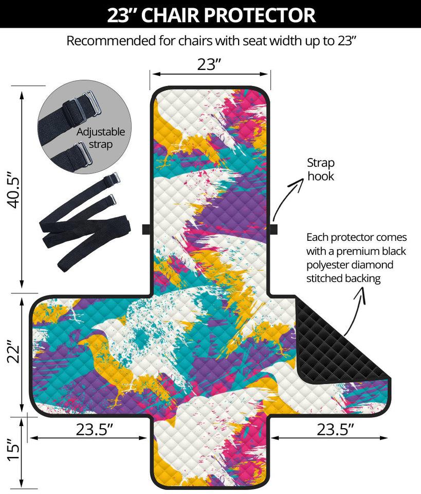 Colorful crow illustration pattern Chair Cover Protector