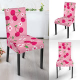 Cherry Flower Pattern Pink Background Dining Chair Slipcover