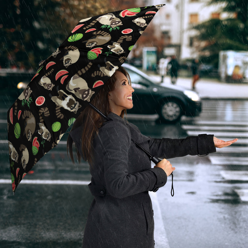 Raccoon Watermelon Pattern Umbrella